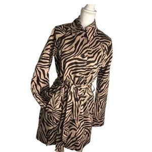 Chaps animal print trench coat, medium.